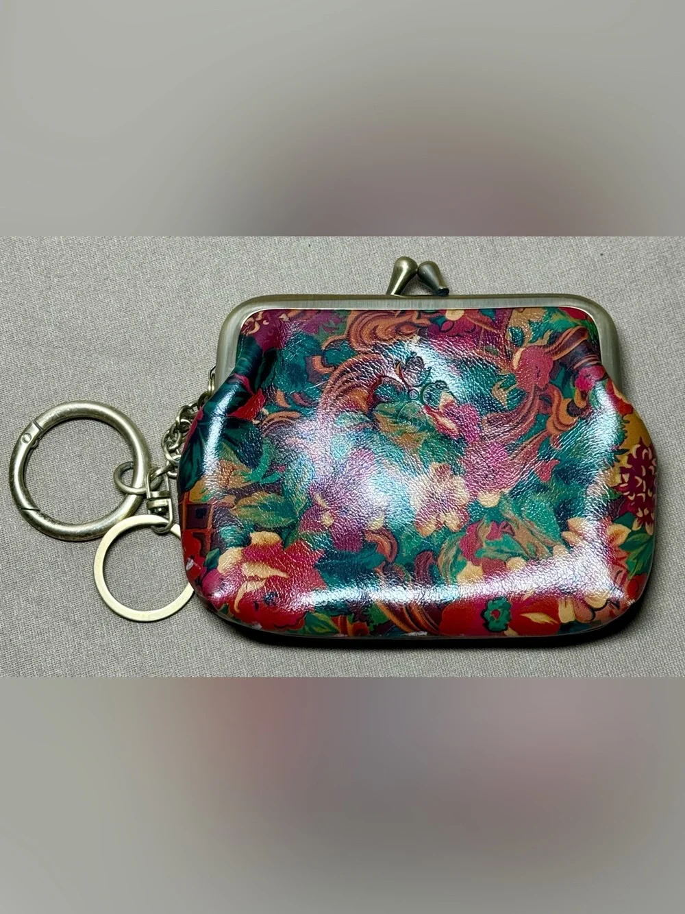 Patricia Nash Floral Kiss-Lock Coin Purse - Red, Green, Gold